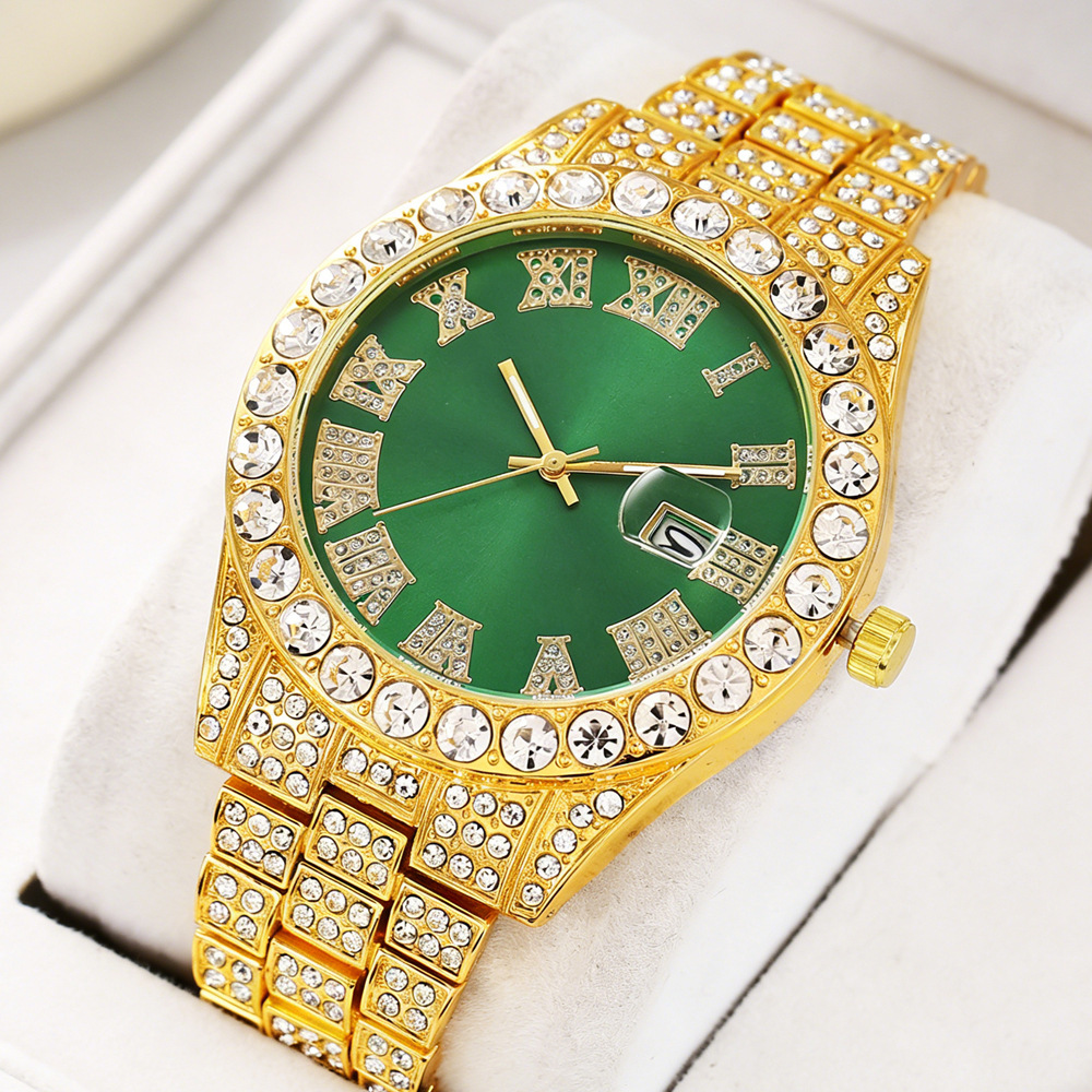 New Foreign Trade Hot Style Diamond-Encrusted Roman Fashion Women's Watch with Calendar Women's Watch Women's Watch Manufacturer