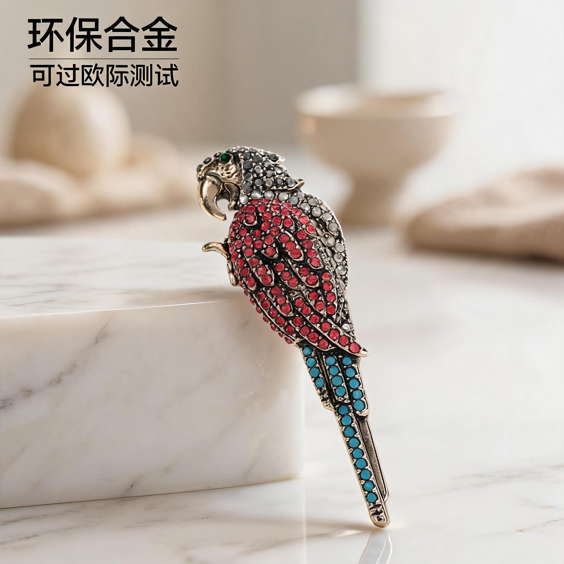 Eco-Friendly Alloy Enamel Animal Brooches: Bird, Beetle, Frog Brooches, High-End Diamond-Encrusted New Models, Cross-Border Brooch Wholesale