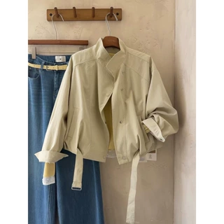 通勤风衣外套女其色6春秋季新巨看的小个子轻薄韩系气质