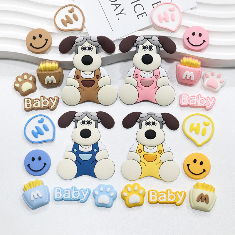 대형 핸드독 PVC 부드러운 고무 DIY 강아지 액세서리 휴대 전화 케이스 슬리퍼 버클 장식 물 컵 냉장고 패치