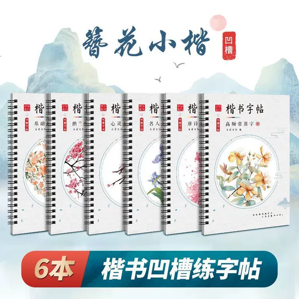 A complete set of 6 regular scripts [grooved copybook] + 10 refills set
