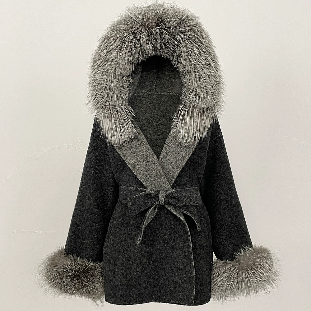 Демисезонное шерстяное пальто, двусторонняя шерстяная худи, mid-length