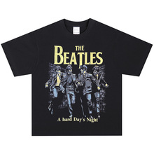The Beatles乐队披头士摇滚漫画美式t恤街头做旧短袖Vintage长袖