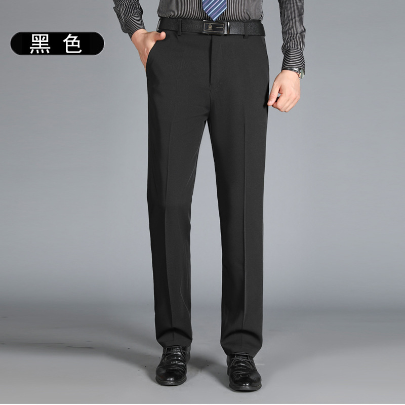Pantalones de traje gruesos de otoño e invierno pantalones de traje de mediana edad rectos para hombres pantalones de traje de mediana edad sueltos para hombres ropa formal de negocios forrada de lana engrosada para hombres