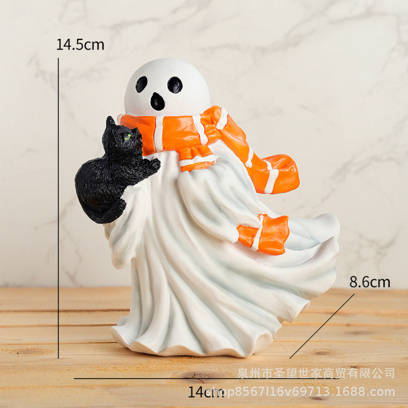 2025 クロスボーダー新製品ハロウィンホリデーデコレーション装飾品漫画ゴースト黒猫ホームデスクトップ雰囲気装飾|undefined