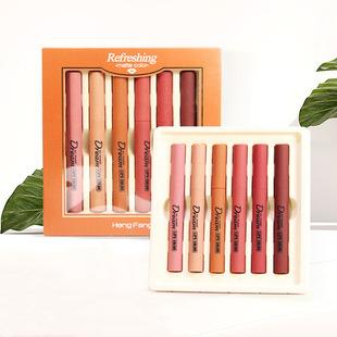 Hengfang Velvet Fog Face Six Pack Lipstick Set Matte Color Easy Coloring Not Easy to Sink Cup Cosmetic Cross-border Foreign Trade