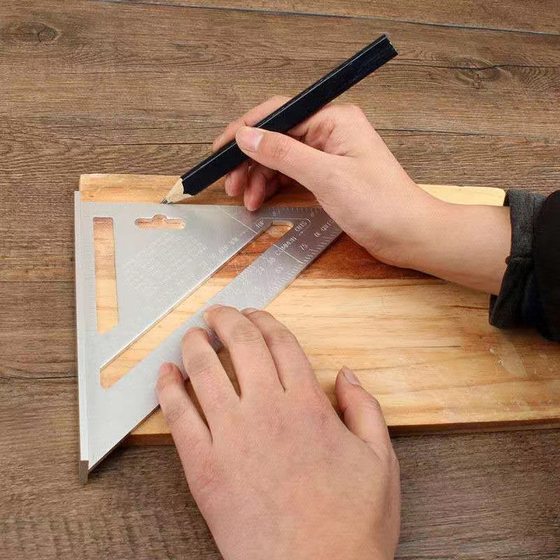 Spot stamping scale aluminum alloy triangle ruler decoration tools 90 degrees 45 degrees 7 inch thick woodworking triangle ruler