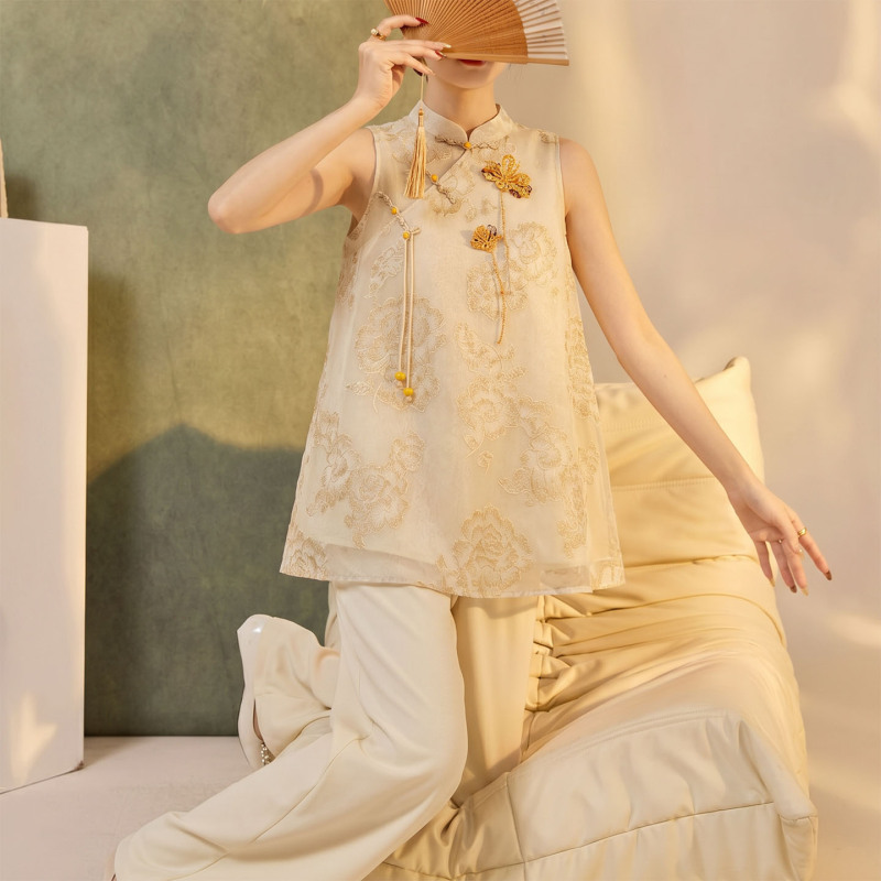 New Chinese-Style Summer Jacquard Buttoned Vest Dress for Women, Retro National Style Design Dress Zx Model P0460 New Chinese-Style Summer Jacquard Buttoned Vest Dress for Women, Retro National Style Design Dress Zx Model P0460