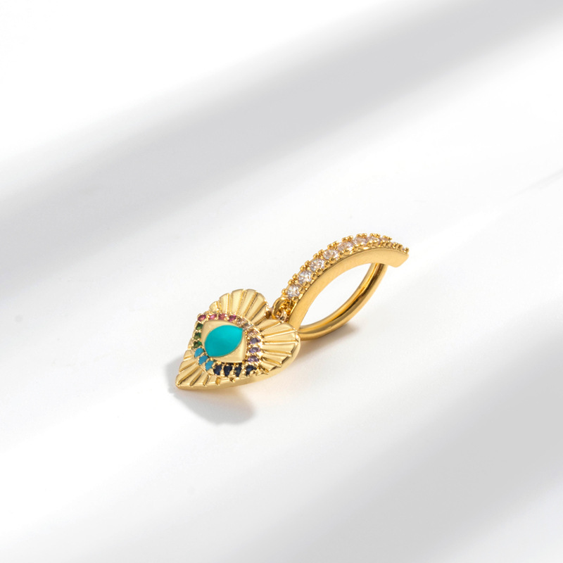 Belly Ring Classification 1 Piece Belly Rings Ethnic Style Devil'S Eye Heart Shape Snake Copper Inlay Turquoise Zircon