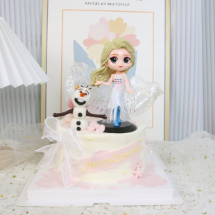 Plastic Fourth Generation Ice and Snow Elsa Princess Ornaments Girl Birthday Baking Cake Decoration Ornaments Model Blind Box