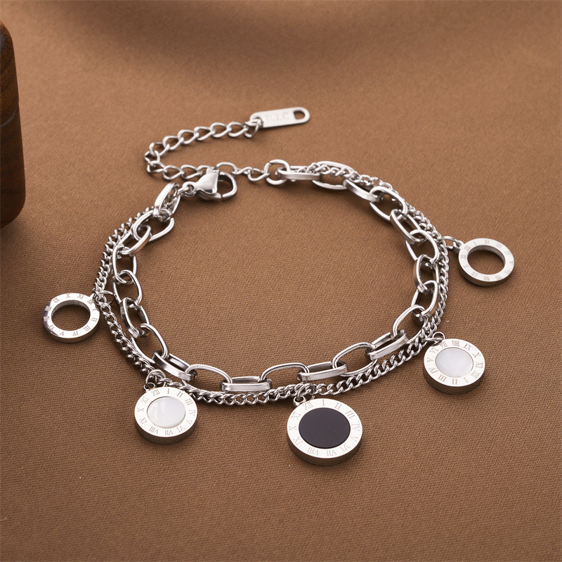 Joyas transfronterizas europeas y americanas Pulsera de acero de titanio de todo fósforo Versión coreana del temperamento bohemio Pulsera de acero de titanio que no se desvanece Joyería femenina