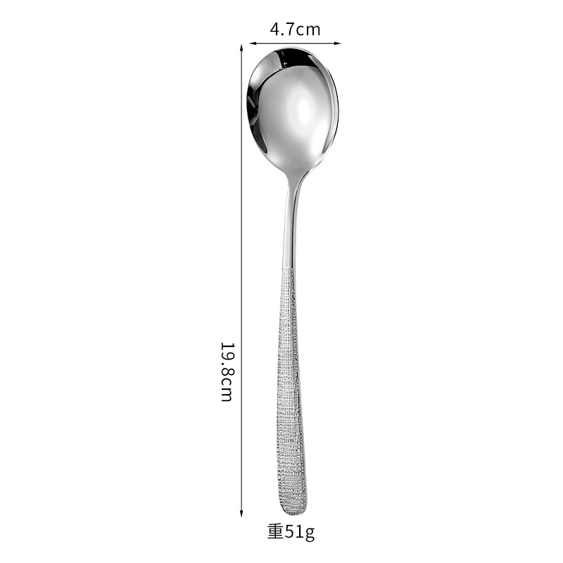 Red en línea 304 cucharas de acero inoxidable cucharas de martillo cucharas de estilo coreano cucharas de mango largo cucharas de tela dorada cucharas de cabeza redonda