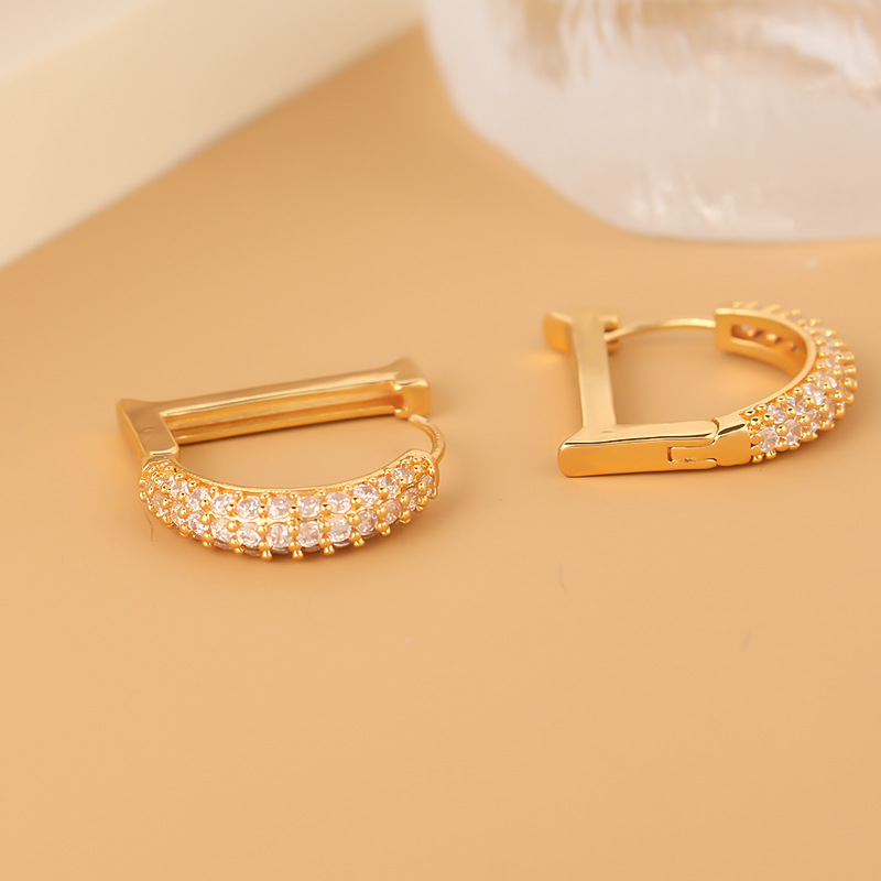 1 Pair Simple Style Streetwear Letter Plating Inlay Copper Zircon Earrings display picture 2