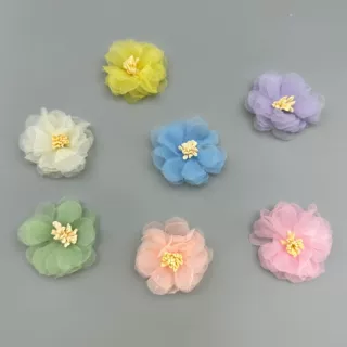 韩版定型雪纺纱布艺花蕊花朵diy手工发饰头花鞋帽包服装饰品花朵