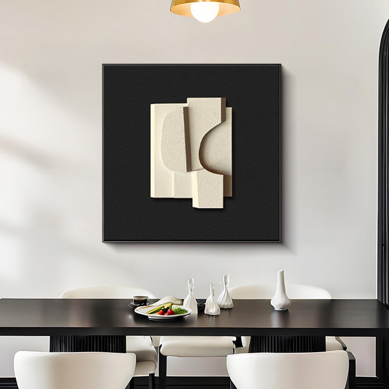 Blanco y negro gris abstracto decoración de comedor pintura moderna simple alta sensación de arte sala de estar colgar pintura pintura dormitorio pintura mural de mesa de comedor