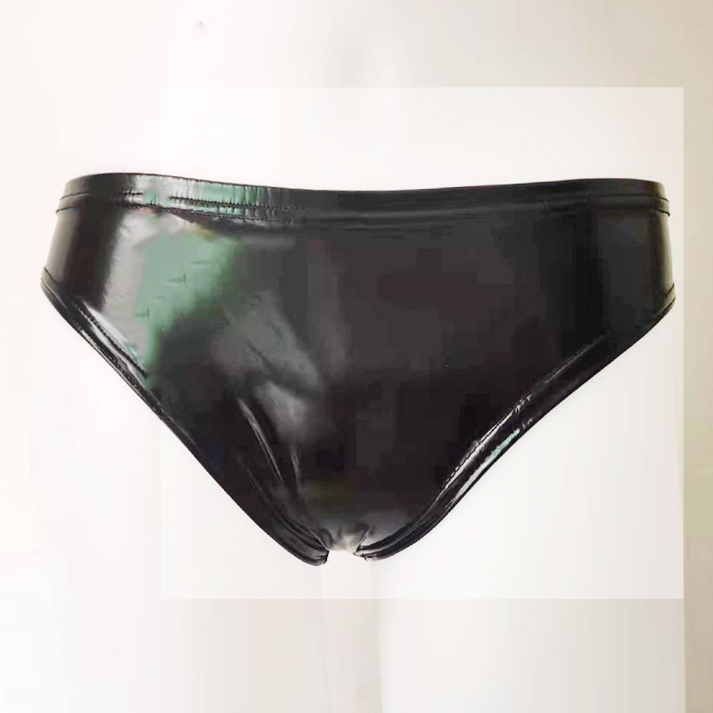 Sexy brillante PU anti-exposición pantalones de cuero de las mujeres ropa interior de cuero brillante de las mujeres pole dance discoteca rendimiento triángulo ropa interior cadera