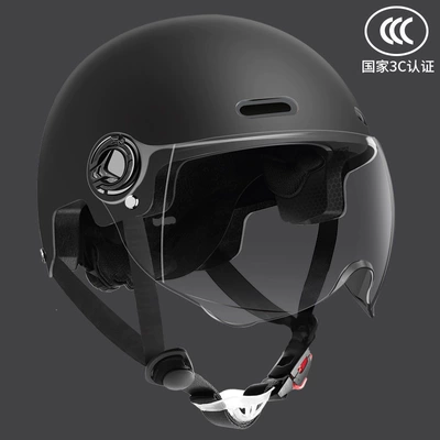 half helmet — Motosiklet kaskı (dəbilqə) - obsidian-black-transparent-short-glasses-lightweight-and-breathable-one-size-fits-all