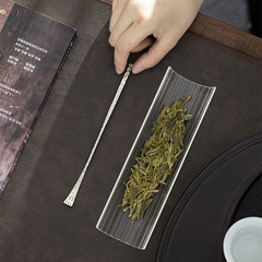 Glass Tea Scoop & Tea Spatula Set: Transparent Glass Tea Holder for Tea Collection, Plus Six Gentlemen Kung Fu Tea Utensil Accessories