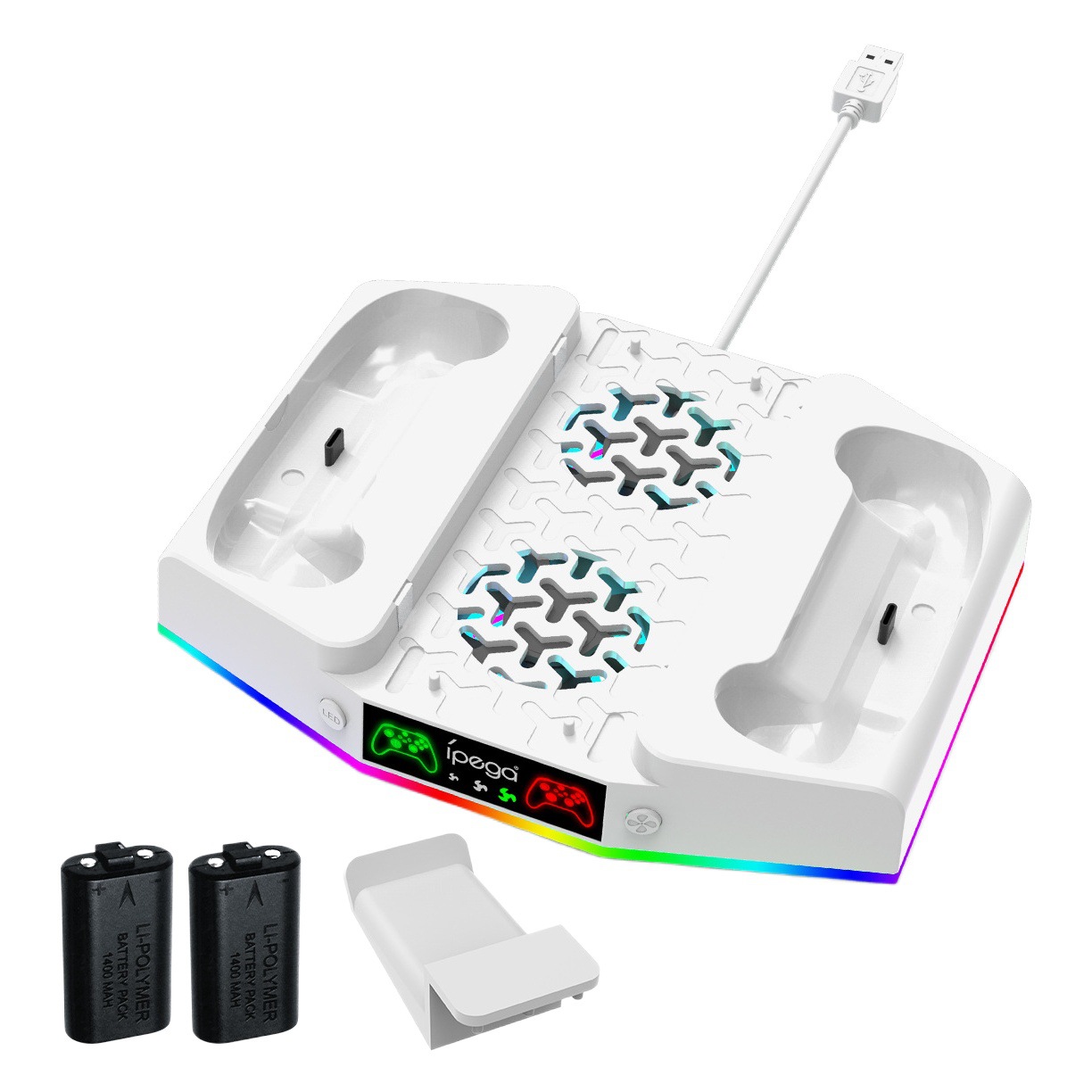 XBOX Serie S host multi-función de carga base de refrigeración ventilador soporte auricular gancho colorido Luz