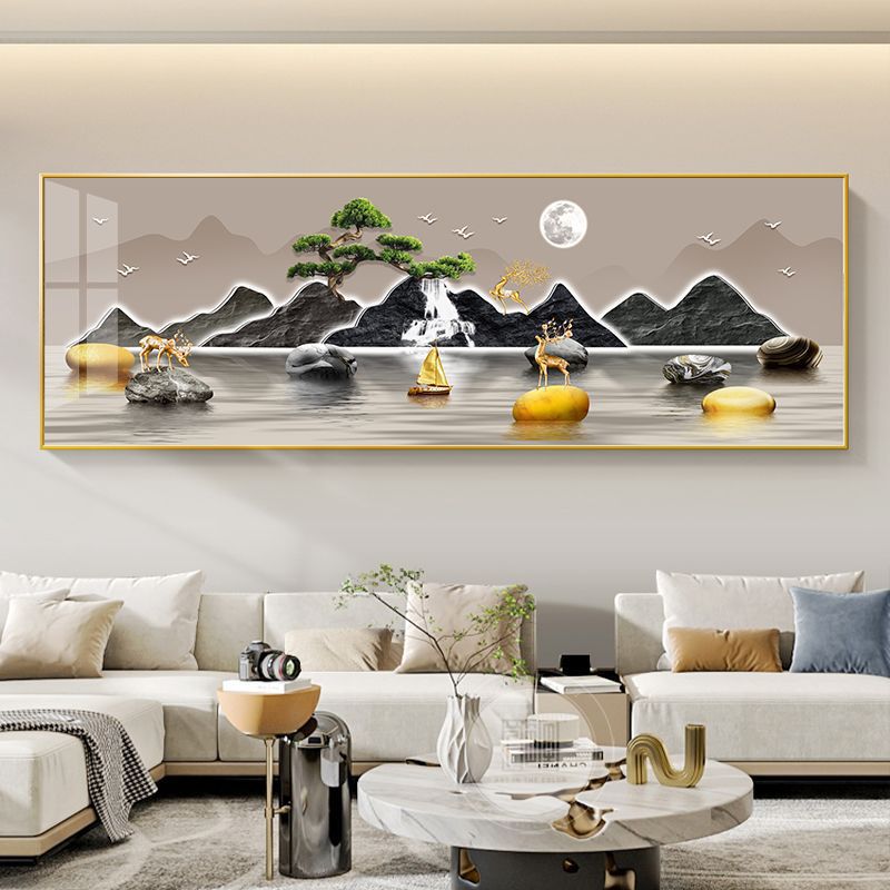 Liushui Shengcai sala de estar pintura decorativa nuevo sofá chino fondo pintura colgante de pared salón de té Zen pinturas murales paisajes