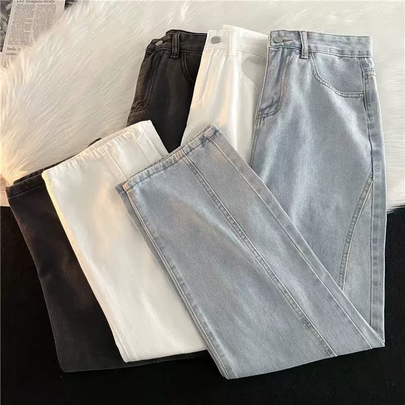 2022夏季薄款纯色牛仔裤男宽松直筒男士浅色ins潮牌高街长裤子男