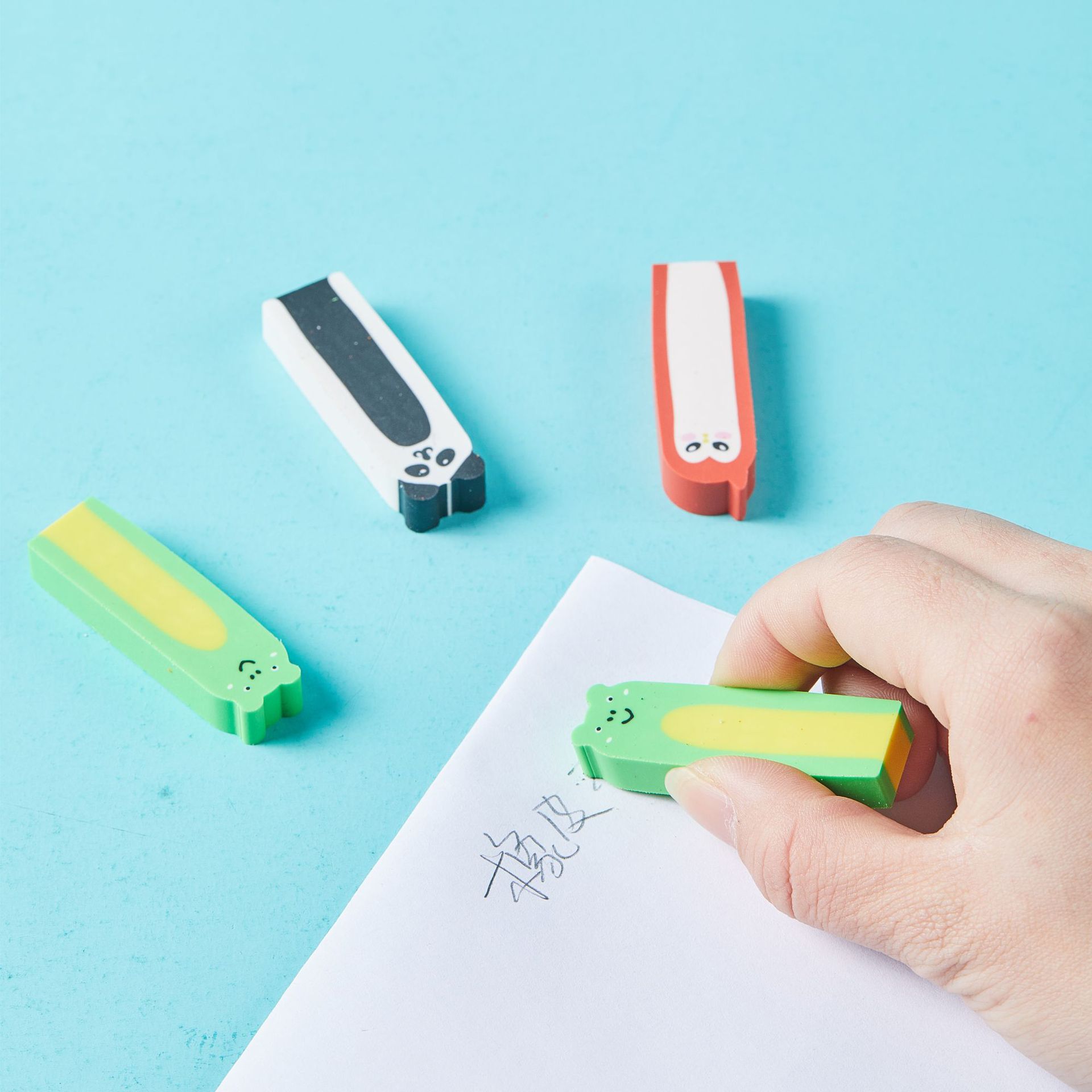 Cute animal conjunto de borracha dibujos animados creativos papelería estudiantes premios borracha mayorista