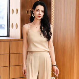 真丝睡衣女法式2026夏季优雅桑蚕丝家居服打底弹力双乔吊带背心