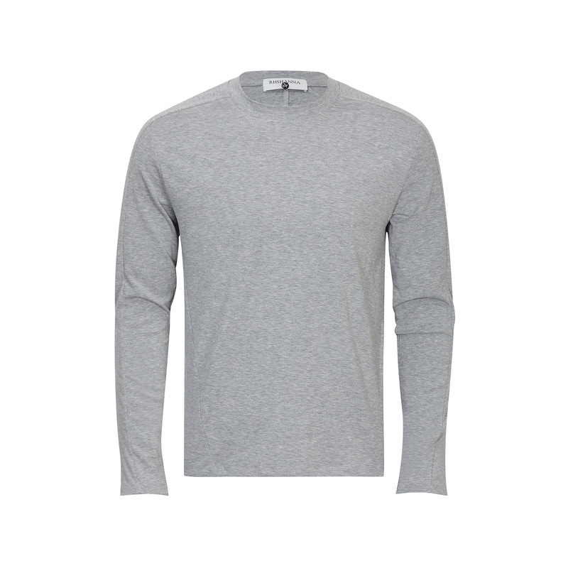 R532 high-street style, wool-blend, athletic and fitness-oriented, solid-color, elastic design, slim-fit men's long-sleeve T-shirt