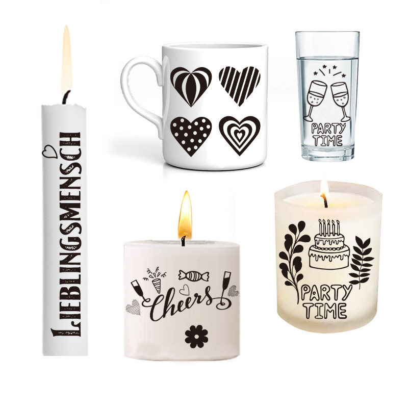 Calcomanías de Agua para Decorar Velas, Pegatinas DIY para San Valentín