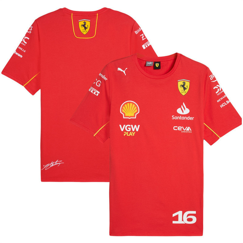 2025 Cross-Border Popular F1 Racing Ferrari Team Hot-Selling New 3D Digital Printed Short-Sleeved T-Shirt Top