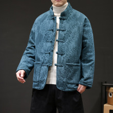 2024冬季新款中国风男士潮流提花棉衣大码唐装中式复古保暖外套男