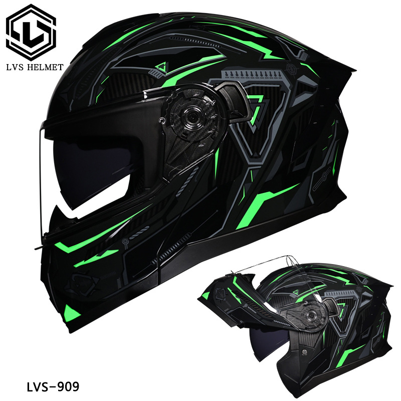 LVS3C certificado casco de motocicleta estándar nacional para hombres y mujeres casco de cara a cara casco de locomotora de verano seguridad general de cuatro estaciones