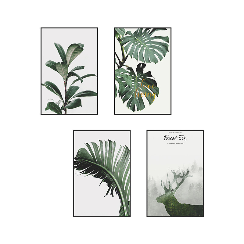 Etiqueta De La Pared Del Marco De La Foto Rectangular Plana De La Hoja De La Planta Verde Tropical Simple display picture 6