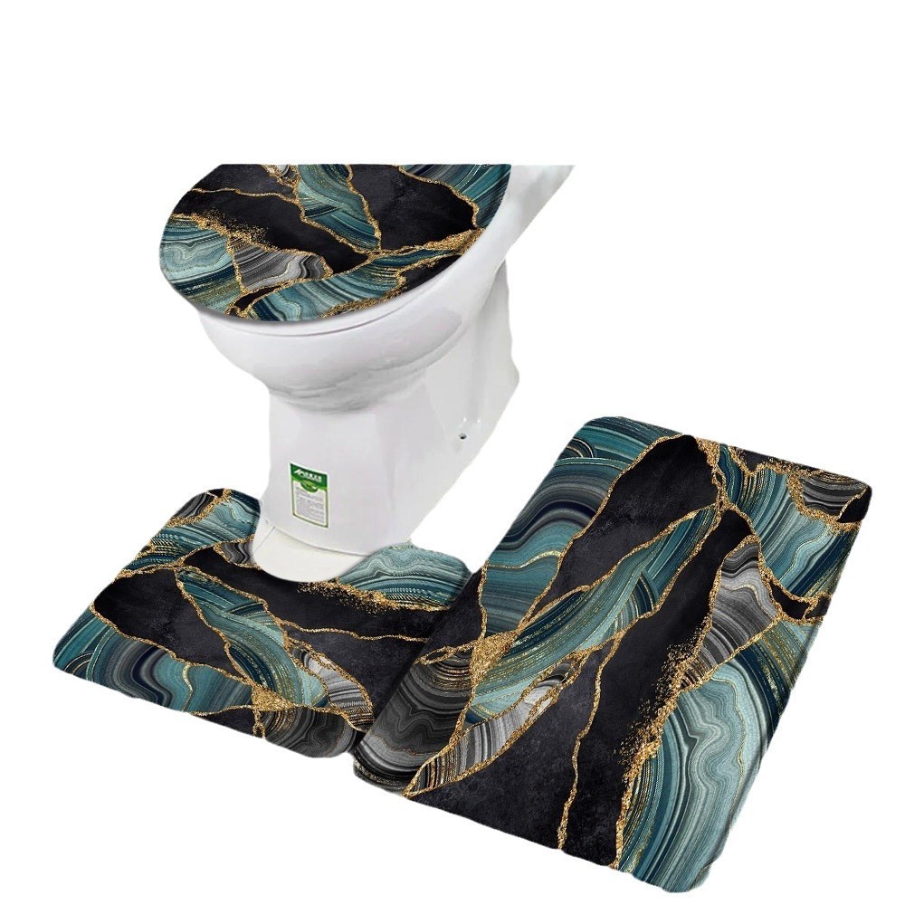 Baño transfronterizo de tres piezas aislante de frío absorción de agua alfombra de franela resistente al desgaste y sucia fácil de cuidar alfombra antideslizante de decoración doméstica