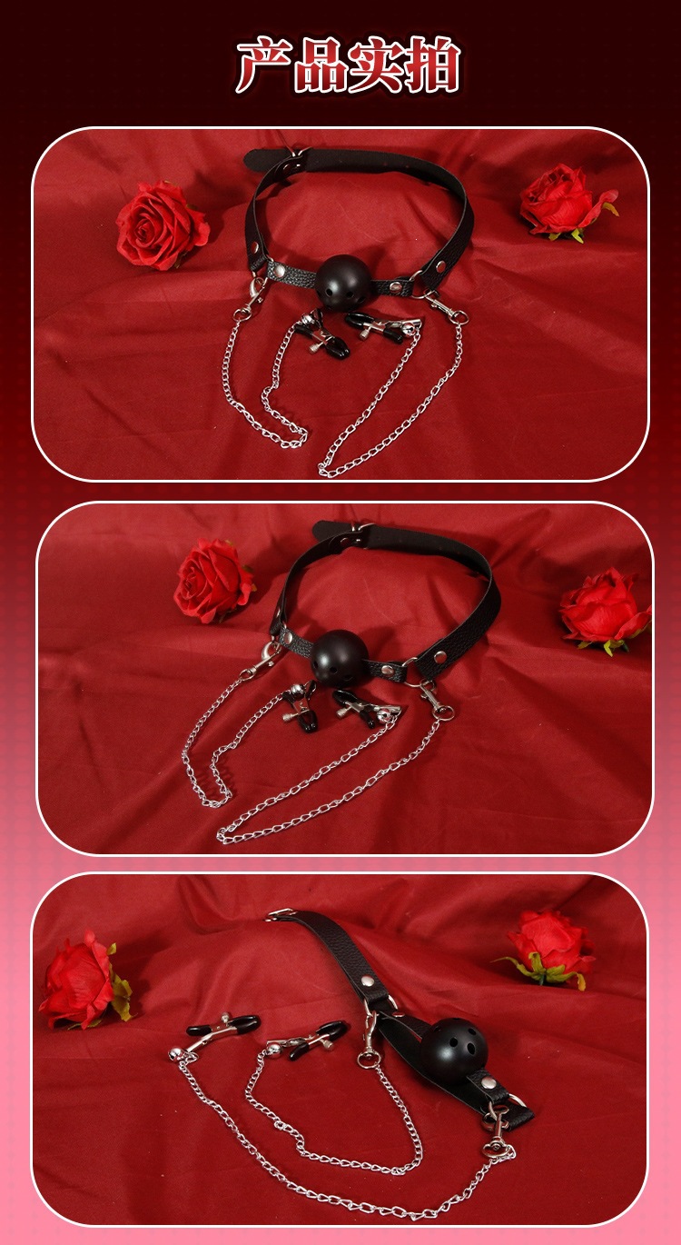 Black PU Bondage Restraint Set with Nipple Clamps and Reverse Handcuffs for Adult Couples — detail image 6