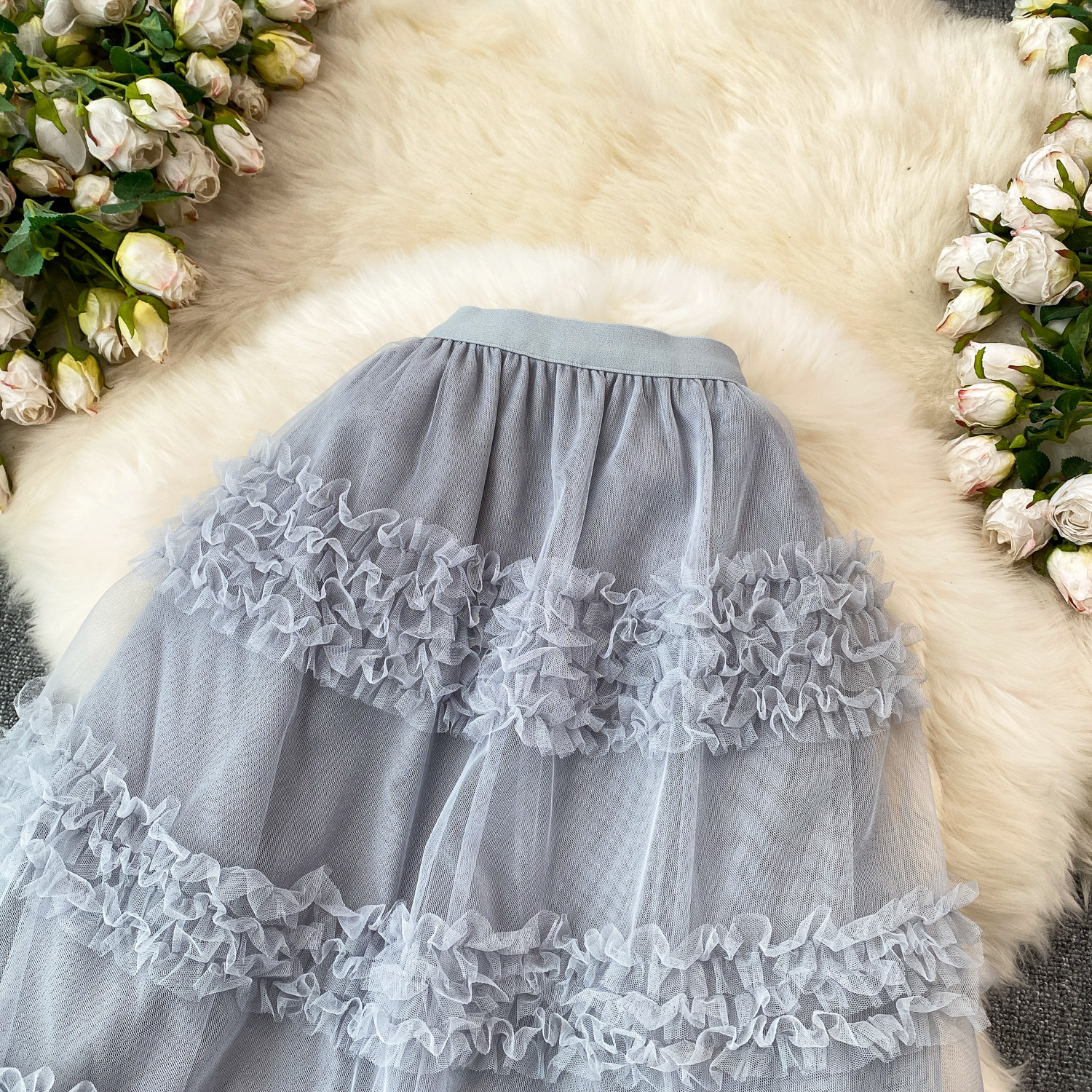 Fairy Romantic Style High-Waisted Ruffle Skirt For Women Sweet And Youthful Slimming Cake Skirt For Summer_ecoleips.com