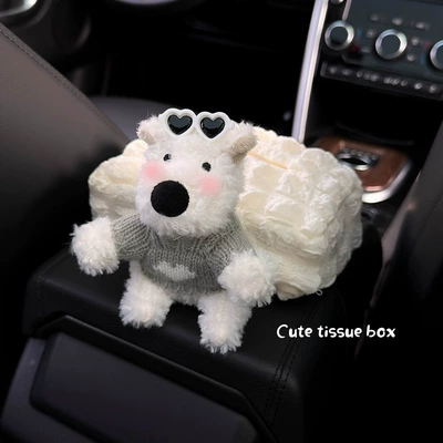 Box 2024 New West Highland | Car tissue box/set - love-gray-west-highland-hibiscus-tissue-box