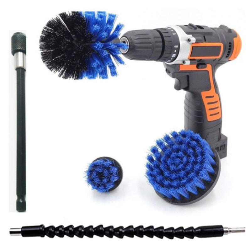 Amazon hot sale electric drill brush 5 piece set electric drill extension rod cleaning brush universal soft bar set gap cleaning brush