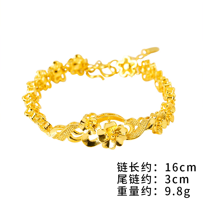 Nuevo Vietnam oro pulsera de flores de las mujeres joyería de oro de moda simple fábrica al por mayor pulsera de joyería para las mujeres