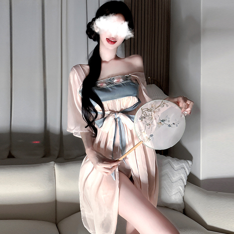 Sexy Lingerie, Palace-Style Bellyband, Ancient-Style Chiffon Skirt, Sexy Cosplay Hanfu, Seductive Small-Breasted Flirting Outfit for Women