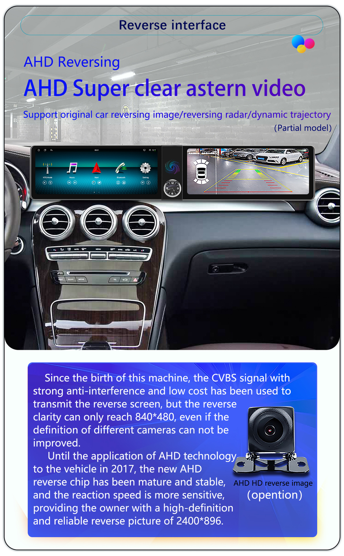 Suitable for 26inch Mercedes-Benz Glc/C/W205 Android Dual-Screen Lcd Instrument Panel Android Central Control Large-Screen Navigator