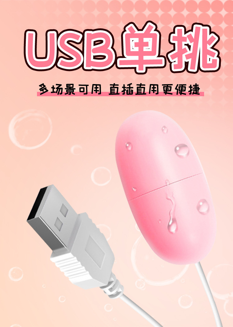 Huan Guo USB Single Vibrating Egg Rechargeable Pink ABS Adult Toy — detail image 11
