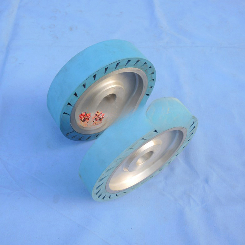 Rueda de goma centrífuga de núcleo de aluminio máquina de pulido de cinta abrasiva rueda de pulido elástica máquina de molienda de herramientas metálicas