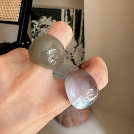 新款树脂亚克力戒指饰品韩国复古个性透明设计感琥珀灰绿个性指环