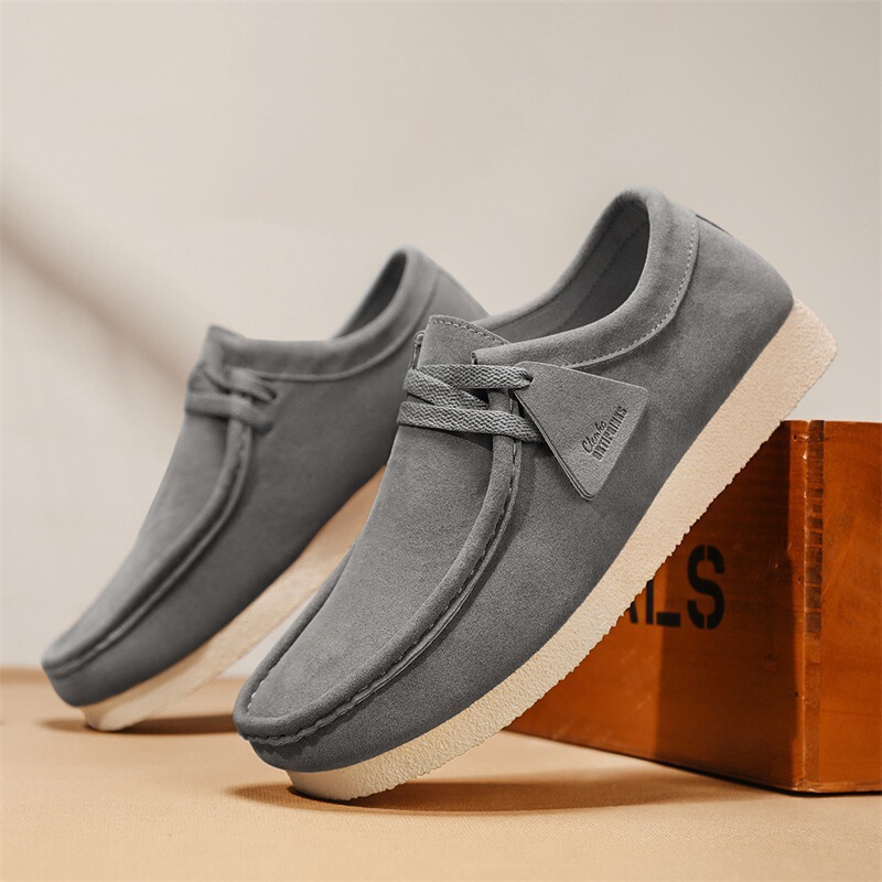 2025 Spring and Summer Nubuck Leather Snail Shoes Internet Celebrity Hot Style Soft-Soled Casual Leather Shoes One-Leg Beanie Shoes Men's Shoes