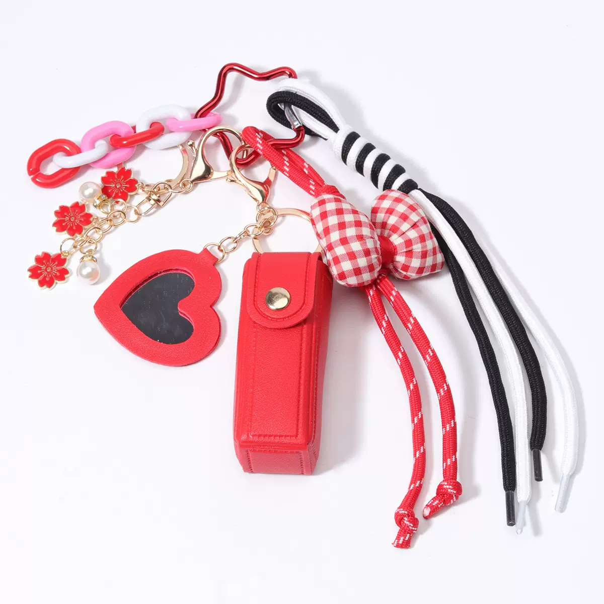 跨境货源PU皮革包包挂件挂饰皮绳编织绳miu系钥匙扣登山扣定制