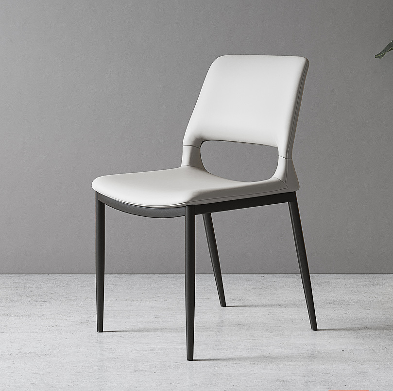 Italian-Style Light Luxury Vintage Dining Chair, Home-Use Vanity Chair, Leather High-Back Chair