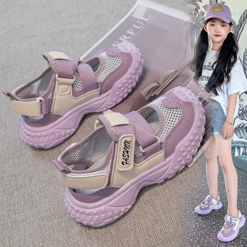 Детские летние спортивные сандалии 2025 года, новые дышащие сандалии с сетчатой вставкой, нескользящая подошва, обувь для реки