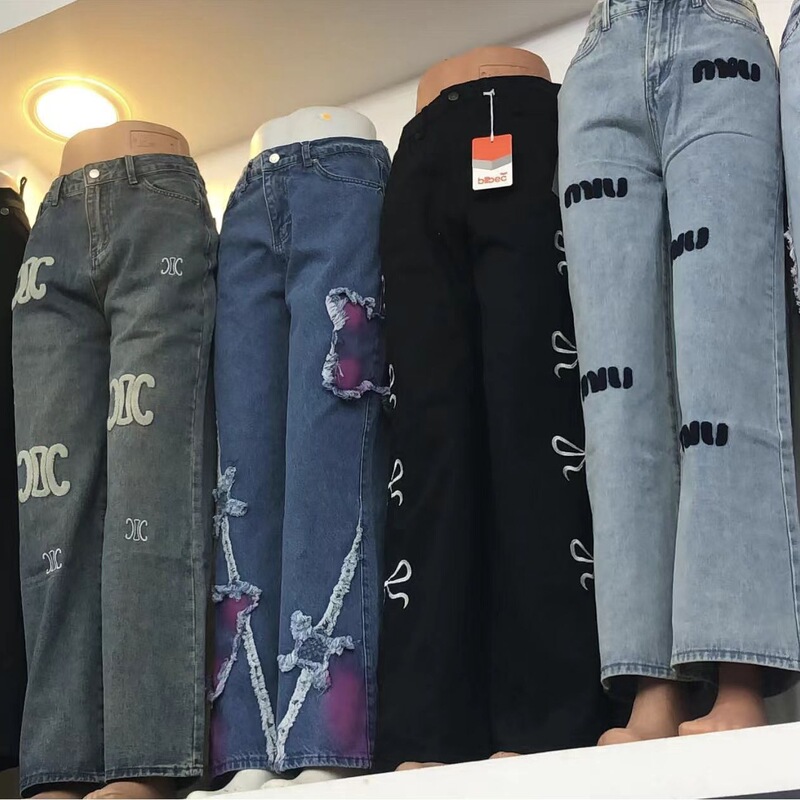 Cross-Border High-Quality Cargo Jeans Women's Straight-Leg Denim Pants Wholesale Supply Available Cross-Border High-Quality Cargo Jeans Women's Straight-Leg Denim Pants Wholesale Supply Available