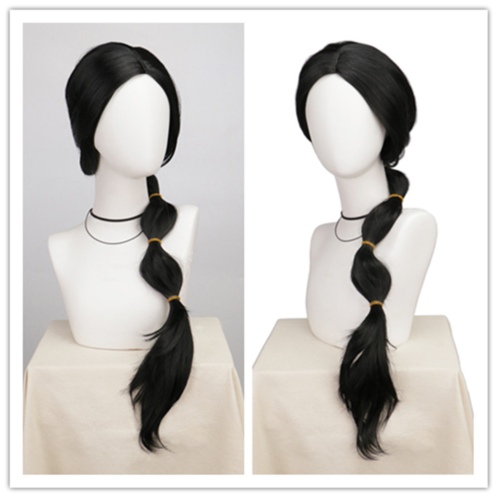 Black wig with pigtail
